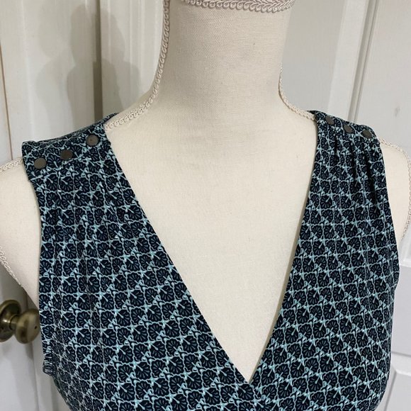 WHBM M Mock Wrap Top with Gathered Waistline and Accents at the Shoulders - Picture 2 of 10